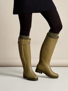 Le Chameau Women's Olive Green Winter Rain Boots